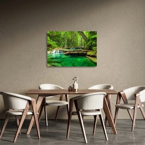 Sklenený obraz - Vodopád Erawan v Kanchanaburi, Thajsko (70x50 cm)