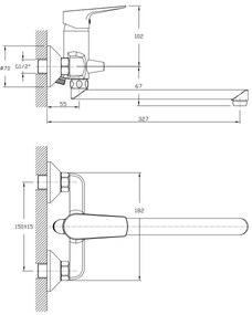 Aqualine - Umývadlová/vaňová batéria LOTTA lesklý chróm
