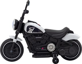 Ramiz Elektrická motorka Chopper FASTER pre deti biela + FM rádio + audio panel + LED