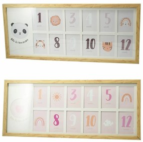 Detský fotorámček Panda, 60 x 25 x 1,8 cm, MDF, 12x 6 x 9 cm