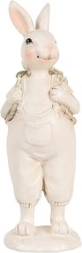 Béžová dekorácia králičí chlapec v laclíkoch as nošou - 6*6*17 cm
