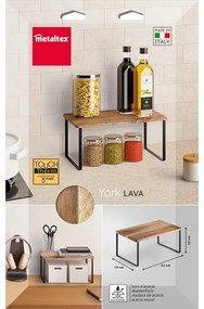 Drevená prídavná polička v matne čierno-prírodnej farbe 32x19 cm York – Metaltex