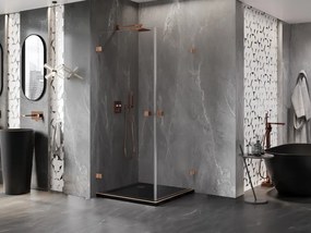 Mexen Lunar-B Duo výklopný sprchový kút 90 x 90 cm, číre sklo, medená matná, 832-090L-090P-65-00