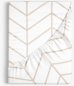 Goldea bavlnená napínacia plachta - béžový cikcak na bielom 140 x 200 cm