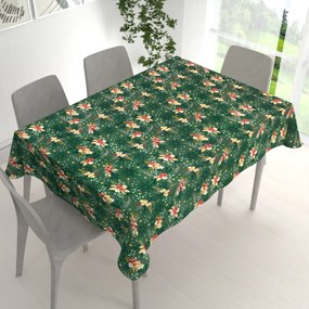 Biante Bavlnený obdĺžnikový obrus Sandra SA-713 Vianočné cezmíny na zelenom 80x120 cm