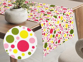 Biante Bavlnený behúň na stôl Sandra SA-209 Ružové a žlté bodky na bielom 45x160 cm