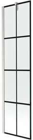 Mexen Next, 1-krídlová vaňová zástena 50 x 150 cm, 6mm číre sklo - čierny vzor, oceľová, 895-050-000-00-77-97