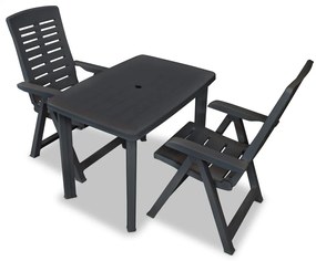 vidaXL 3-dielna bistro súprava plastová antracitová