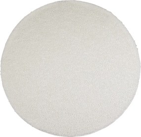 Biely plyšový kučeravý okrúhly koberec Curly Teddy White Off - Ø 120cm