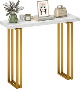 HOMCOM konzolový stolík, doska s mramorovým efektom, oceľový rám, moderný úzky dizajn, 100 × 30 × 78,5 cm | Aosom