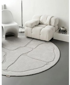 Svetlosivý vlnený okrúhly koberec ø 120 cm Morphic Organica – Agnella