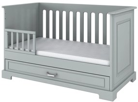 Detská postieľka so šuflíkom Ines neutral grey 70x140