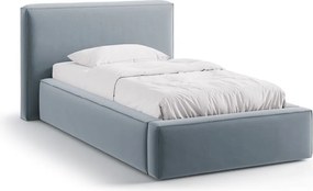 Svetlomodrá čalúnená jednolôžková posteľ s úložným priestorom s roštom 90x200 cm Jodie – Micadoni