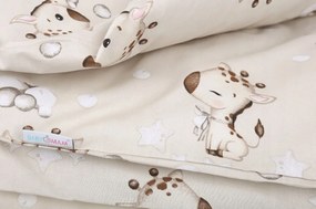 Detské bavlnené obliečky do postieľky 120x90 cm BABYMAM PREMIUM - Žirafa - béžové