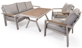 Hliníkový nábytok EMOT 3 WPC krémový so svetlými poduškami