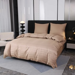 Hotelové obliečky z mikrovlákna JASMINE béžové - prúžok 2 cm Rozmer obliečky: 70 x 90 cm | 140 x 200 cm
