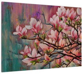 Obraz - Olejomaľba, Rozkvitnutá sakura (70x50 cm)