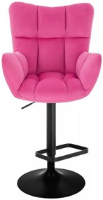 LuxuryForm DESIGN Barové kreslo AURORA VELUR na čiernom tanieri - tmavo ružové