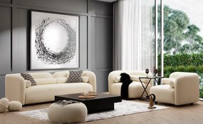 Trojmiestna pohovka Victoria s robustným rámom z bukového dreva a drevotriesky 228 x 90 cm, krémová