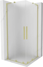 Mexen Velar L Duo, sprchový kút s posuvnými dverami 100 x 100 cm, 8mm sklo námraza, zlatá matná, 871-100-100-02-33-55