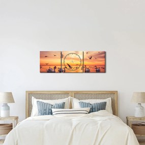 Obraz - Labute (s hodinami) (90x30 cm)