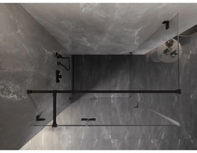 Mexen Lunar T, sklápací sprchový kút ľavý 120 x 110 cm, 8mm číre sklo, čierny profil, 834T-120-110-70-00-L
