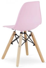 Jedálenská stolička ZUBI - ružová (hnedé nohy)