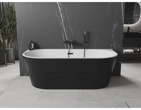 Mexen Oval, voľne stojaca nástenná vaňa 170 x 80 cm, biela-čierna, čierny matný prepad, 52671708075-70