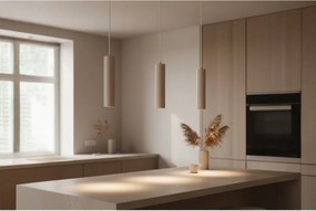 Závesné svietidlo Tuba, 1x béžové kovové tienidlo