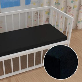 Detské jersey napínacie prestieradlo do postieľky JR-030 Čierne 70 x 140 x 10 cm - do postieľky