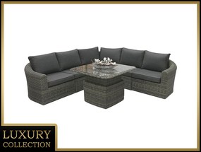 DEOKORK Ratanová modulová zostava BORNEO LUXURY pre 5 osôb (sivá)