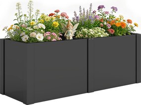 Outsunny kovový vyvýšený záhon 150×53×55 cm — pozinkovaný, otvorené dno s priečkou | Aosom