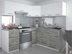 Kuchynská linka Belini 360 cm biely mat / šedý antracit Glamour Wood s pracovnou doskou Lidiauniqa  TOR LIDIAUNIQA3/4/WT/WTGW1/0/E