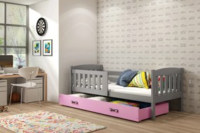Interbeds Jednolôžková posteľ Kubus2 grafit 160x80 s matracom a šuplíkom - ružová