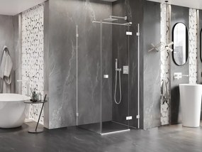 Mexen Lunar T, výklopný sprchový kút pravý 90 x 90 cm, 8mm číre sklo, biely profil, 834T-090-090-20-00-P