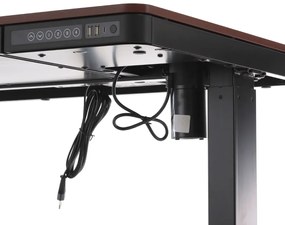 Výškovo nastaviteľný stôl OfficeTech 2, 120 x 60 cm, čierna / mahagon