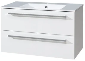 Mereo Mereo, Bino, kúpeľňová skrinka s keramickým umývadlom 101 cm, biela, dub, MER-CN662
