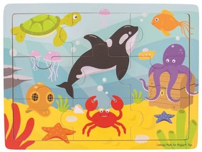 Bigjigs Toys Drevené puzzle morský svet