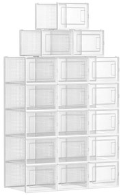 Boxy na topánky, balenie 18 ks, do veľkosti 46, stohovateľné, číre a biele