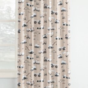 Goldea detský bavlnený záves - nákladné autá a bagre na béžovom 280x150 cm