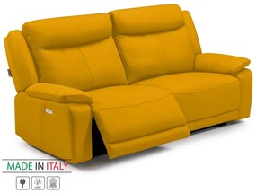 Kožená pohovka CONTINENTAL s elektrickou funkciou relax 3P, elektrické, žltá (giallo 320)