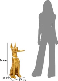 Dekoratívna socha Dog Pit s podnosom 74 cm zlatá