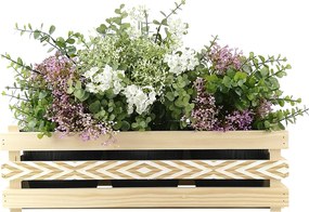 AMADEA Drevený obal na tri kvetináče s motívom kosoštvorcov, 47x17x15cm, drevený kvetináč