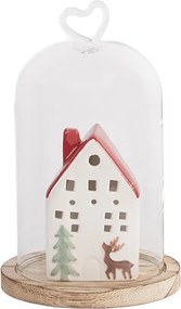 Drevený podnos so skleneným poklopom so srdiečkom - Ø 12*19 cm