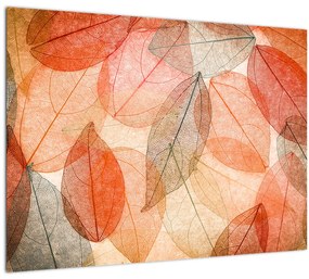 Sklenený obraz maľovaného jesenného lístia (70x50 cm)