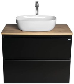 Aqualine Aqualine, ALTAIR skrinka s doskou 78,5 cm, čierna mat/dub emporio, AI680-01
