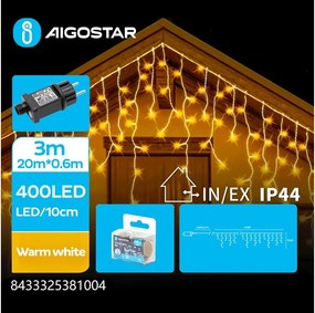 Aigostar - LED vonkajší vianočný reťaz 400xLED/8 funkcií 23x0,6m IP44 teplá biela