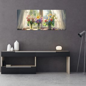 Obraz - Kytica pri okne (120x50 cm)