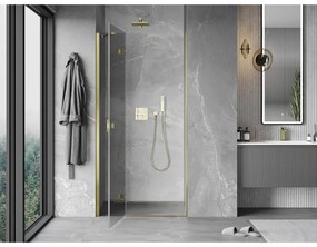 Mexen Mist-H, 1-krídlové sprchové dvere ľavé 85 cm, číre sklo, zlatý lesklý profil, 8A5-085-000-50-00-L