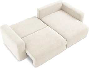 Krémovobiela ženilková rozkladacia/s úložným priestorom rohová pohovka (pravý roh/s leňoškou) Kona – Makamii